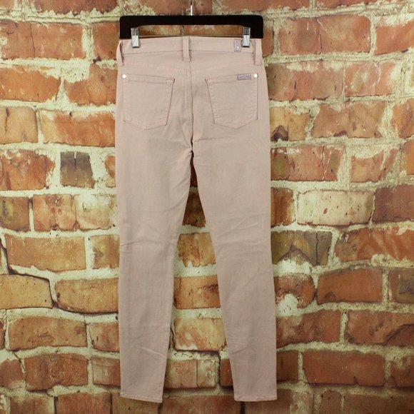 7 FOR ALL MANKIND Jeans Mid Rise Skinny Contour Womens 26 Blush Pink $178 EUC - Picture 8 of 12